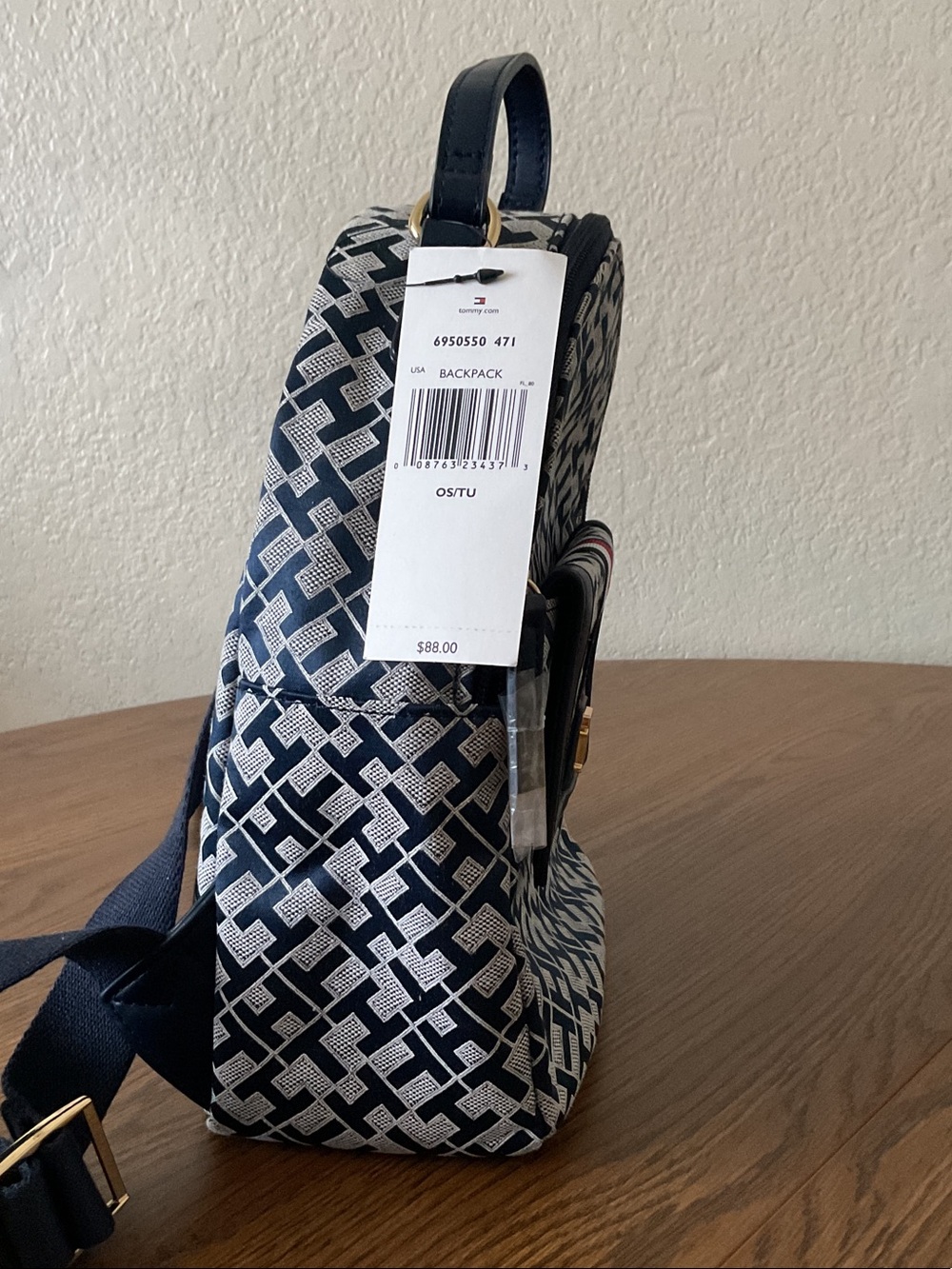 Tommy Hilfiger Navy White Monogram Mini Backpack with Signature Stripe - Picture 5 of 12